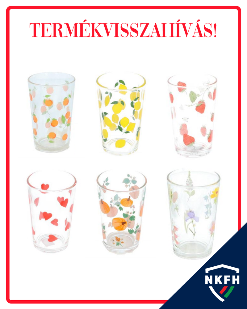 Termékvisszahívás - mintás vizespoharak (Flying Tiger) esetében határérték feletti nehézfémek kioldódása miatt